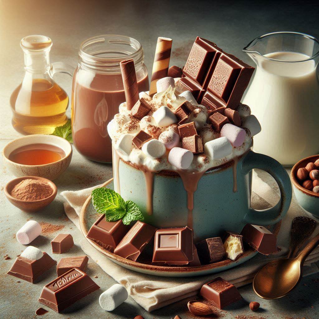 Basic recipe for hot chocolate with marshmallows, Toblerone Hot Chocolate