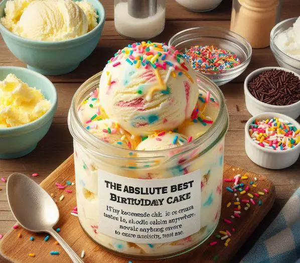 cake ice cream, Birthday Cake Sundae (With Birtdhay Cake Ice Cream)
