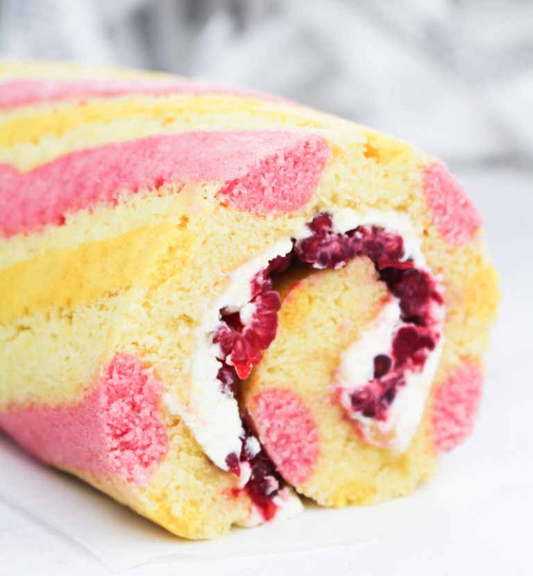 My First Lemon raspberry roll cake